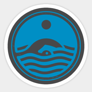 Outdoor freestyle swimming, stylized for nature & sports in blue Sticker